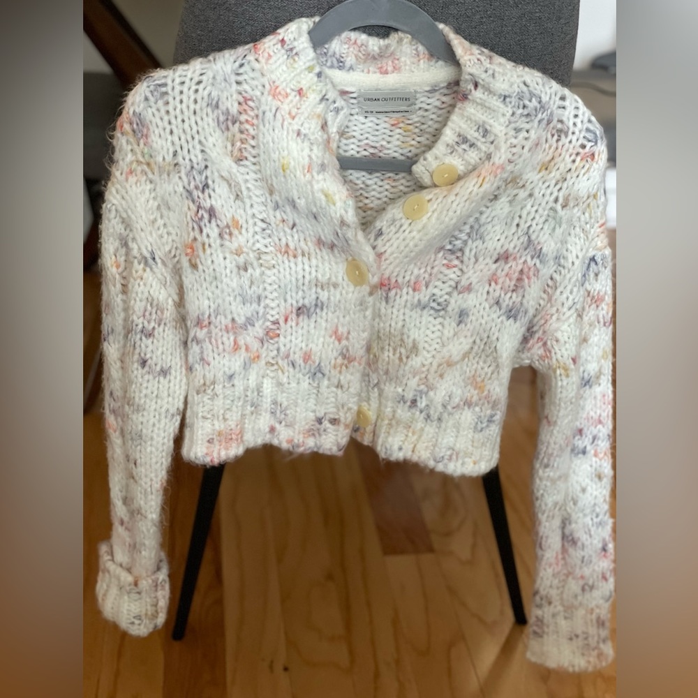 Urban outfitters XS crop white knit cardigan- great condition.